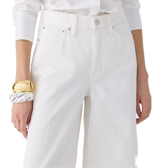 J Crew High Rise Super Wide Leg Jean in White Denim Womens Size 24 NEW - Picture 2 of 15